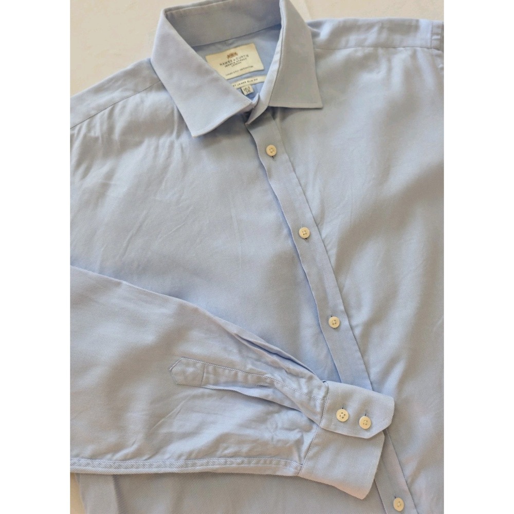 Hawes & Curtis Mens Dress Shirt 16.5/36 St James Slim Fit Light Blue EUC